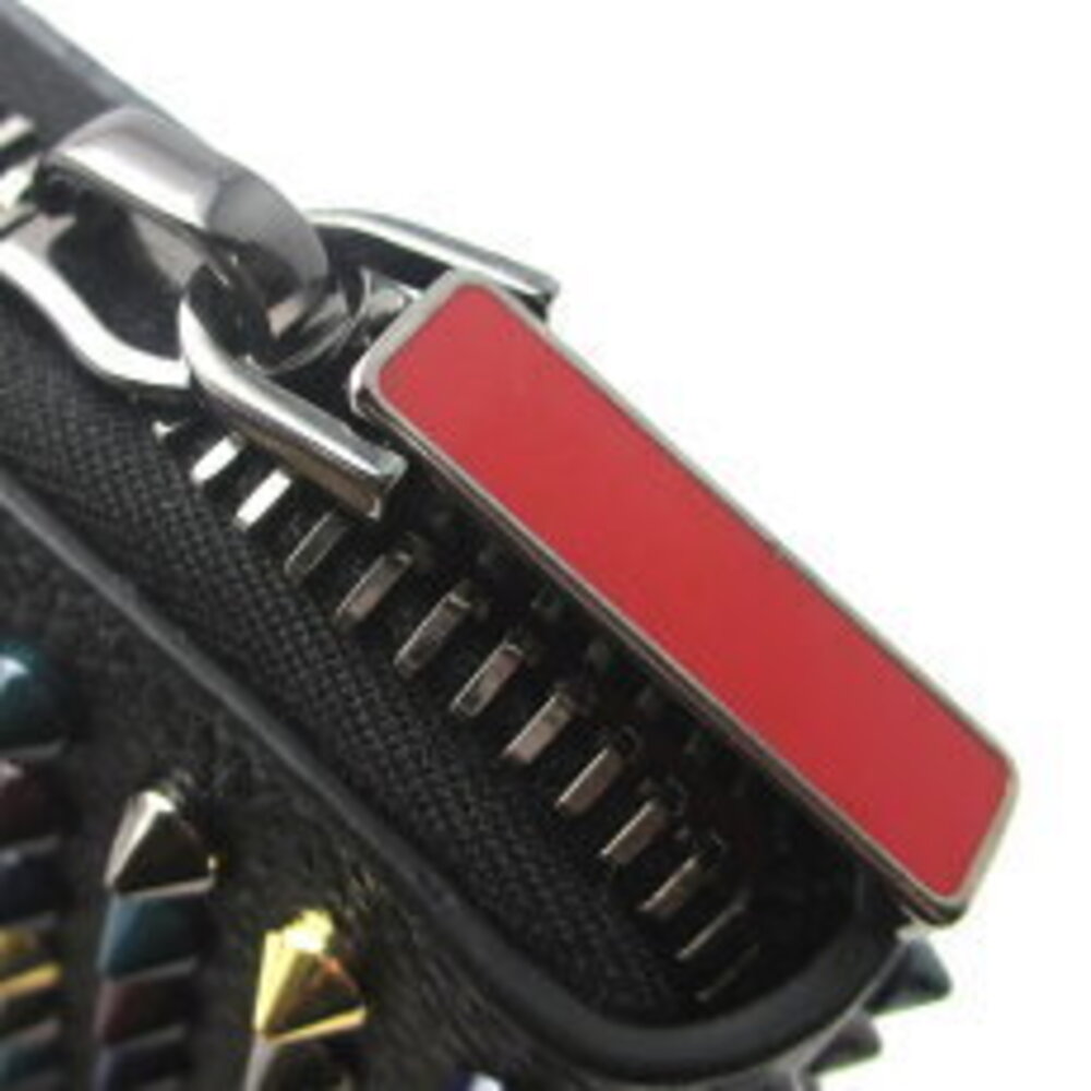 Christian Louboutin Zip Long Wallet Panetone Spike Calfskin Multi Black - Picture 7 of 9